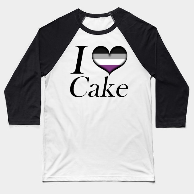 I Heart Asexual Cake Ace Pride Flag Design Baseball T-Shirt by LiveLoudGraphics